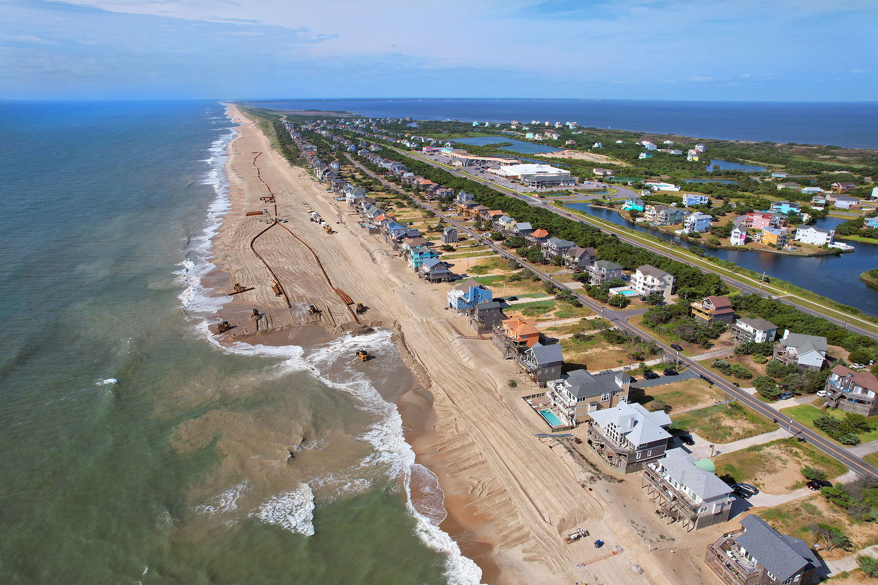 Aerial image of beach nourishment in Avon looking south - June 2022