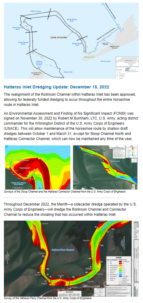 Hatteras Inlet Dredging Update: December 15, 2022