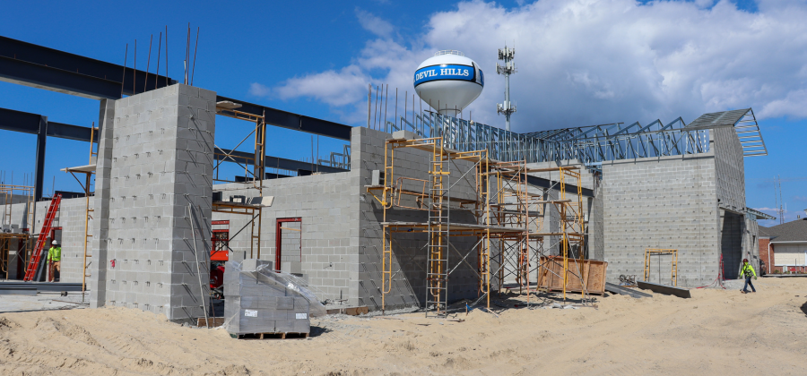 Images showcasing construction progress on EMS Station 1.