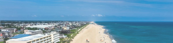 Aerial image of the beach in Kill Devil Hills