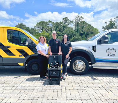 From left to right: Dare County EMS Director Chief Jennie Collins, James Spruill and Stryker Regional Sales Representative Lauren Goergen.